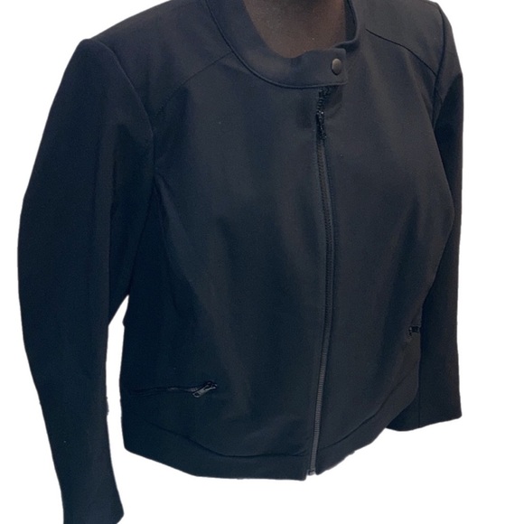 Lane Bryant Womens SZ 20 Jacket Solid Black Zip Up Long Sleeve Zip Pockets NWOT - Picture 1 of 13